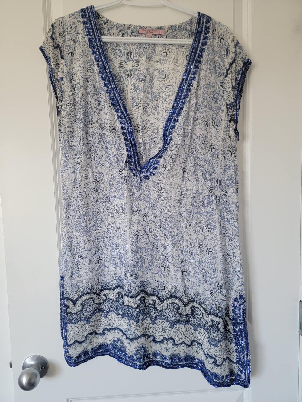 Calypso St. Barth Blue and White Printed Top